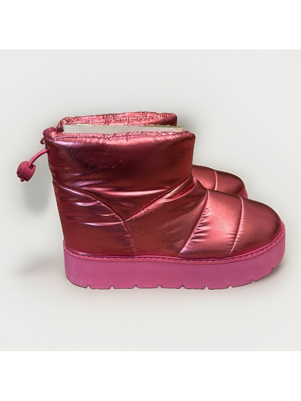 NEW Portland Boot Company Pink Metallic Puffer Puffy Platform Ankle Booties Sz 8